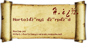 Hortolányi Árpád névjegykártya